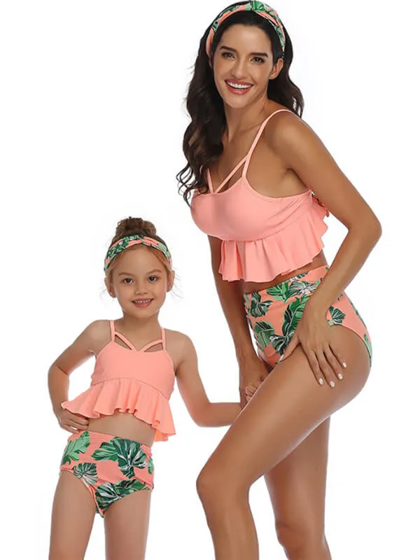 Cami Ruffle Hem Top Mommy And Me Matching Bikinis