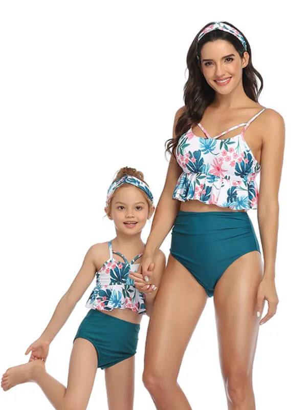 Cami Ruffle Hem Top Mommy And Me Matching Bikinis