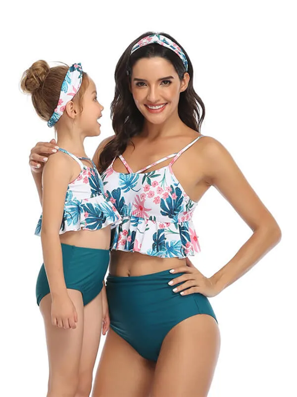 Cami Ruffle Hem Top Mommy And Me Matching Bikinis