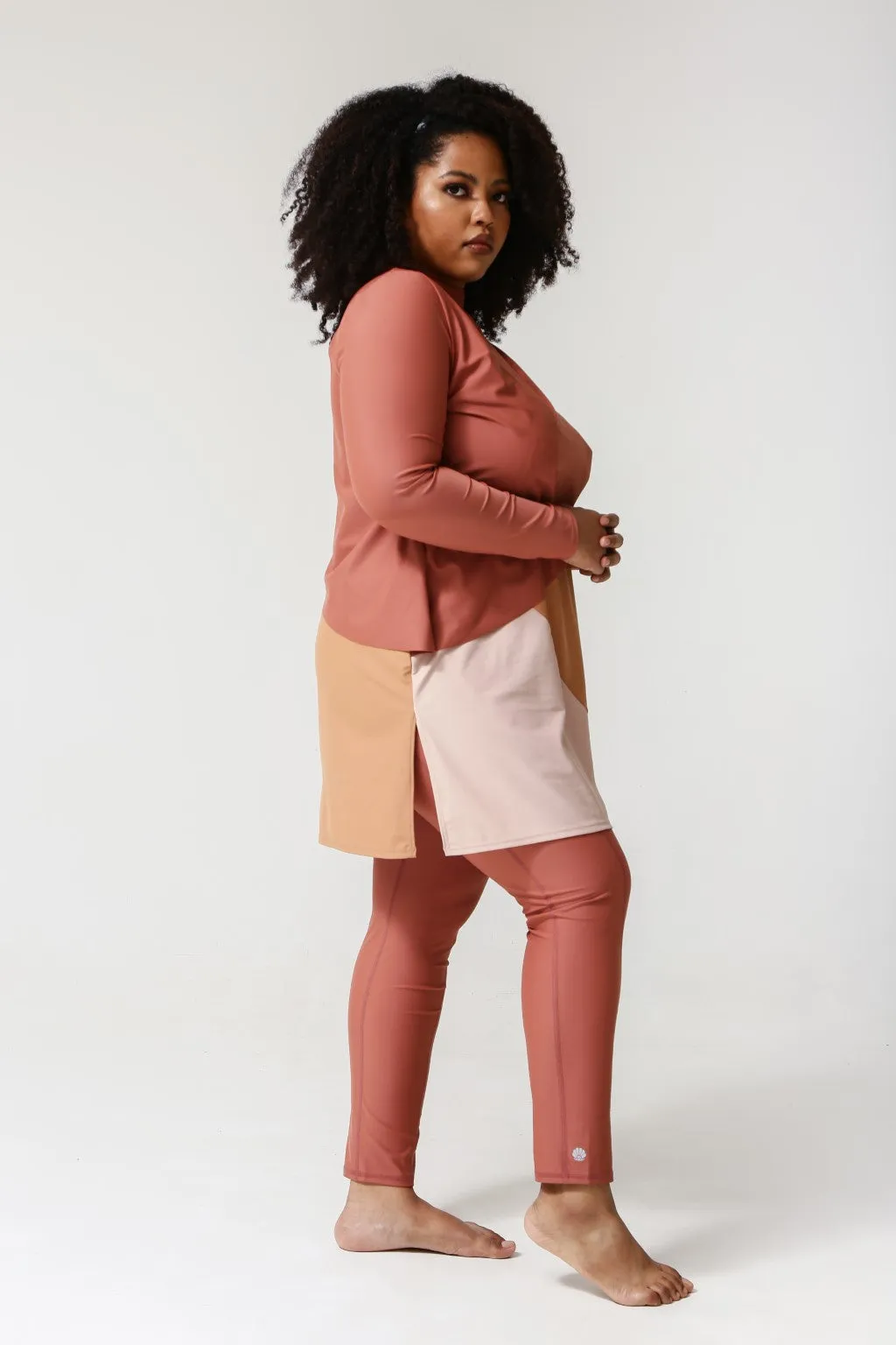 Cape Swim Dress - Clay