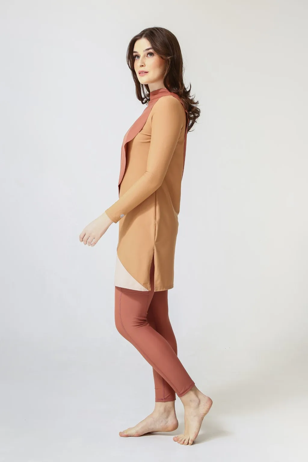 Cape Swim Dress - Clay