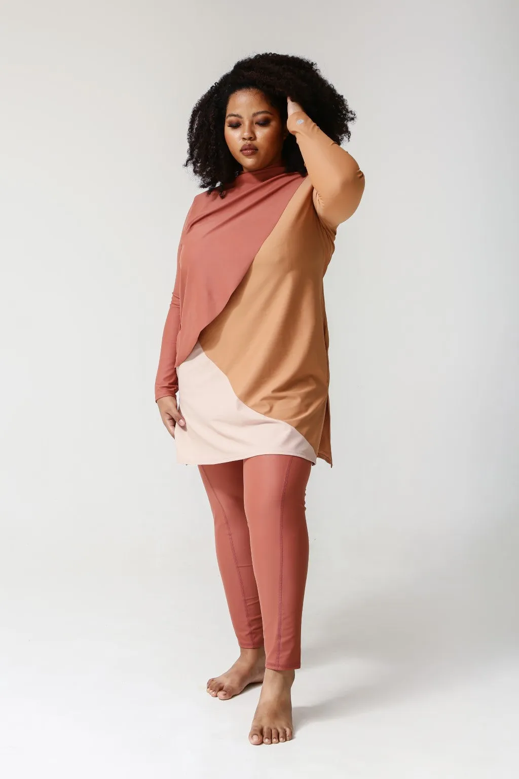 Cape Swim Dress - Clay