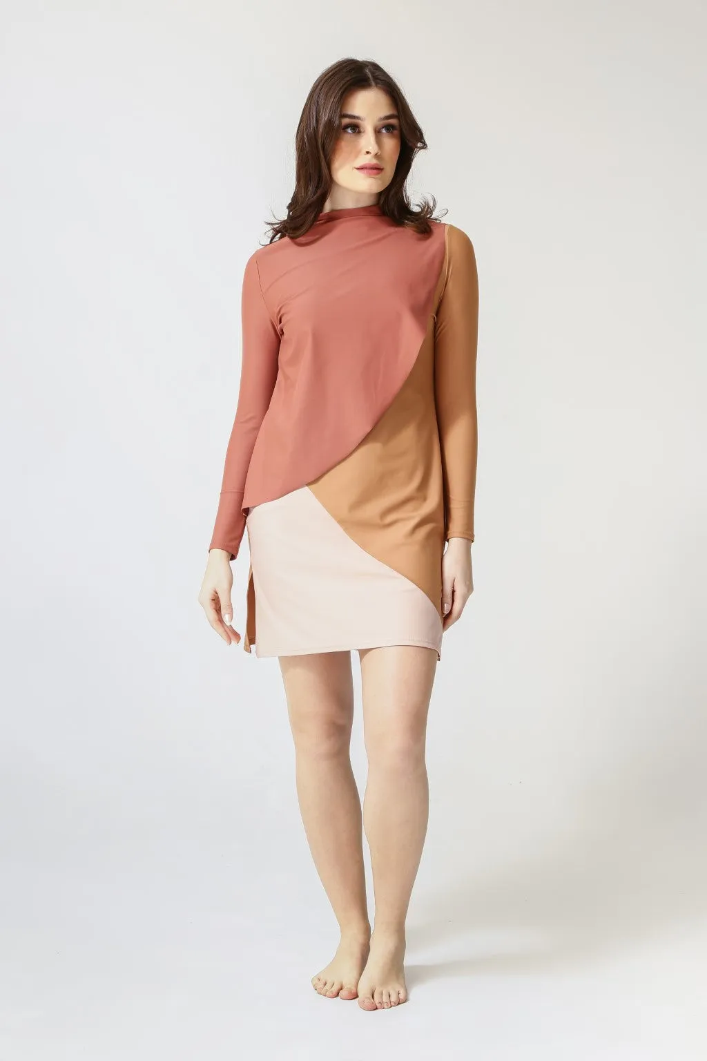 Cape Swim Dress - Clay