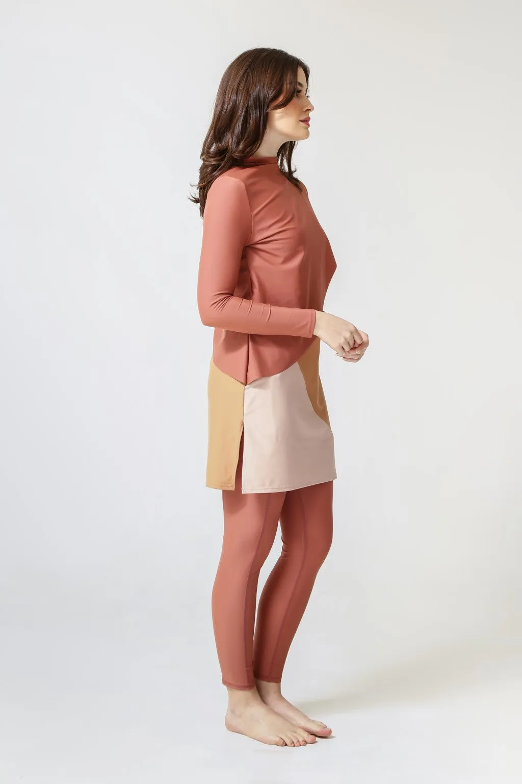 Cape Swim Dress - Clay