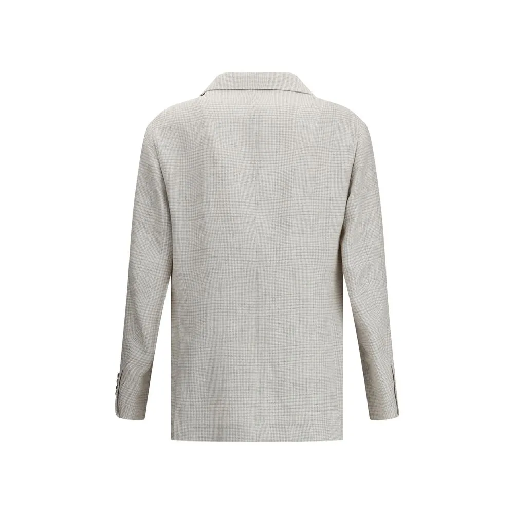 Check pattern linen Blazer