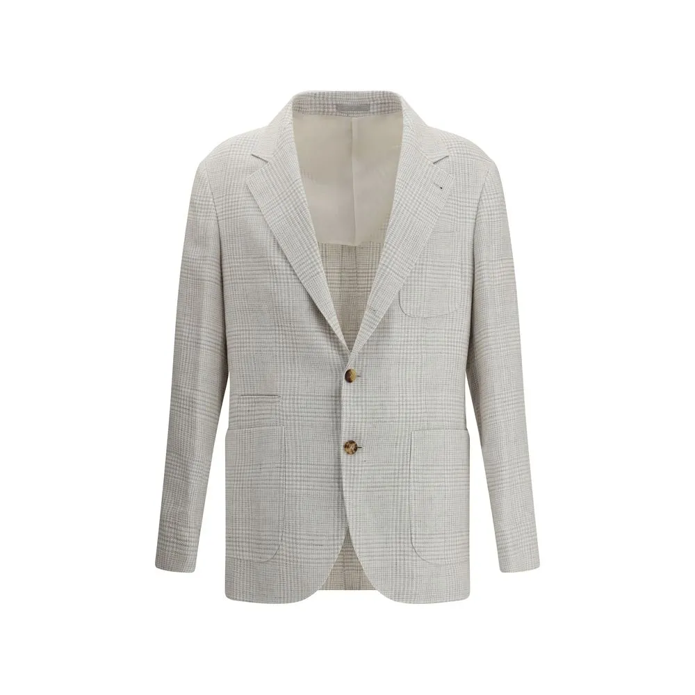 Check pattern linen Blazer