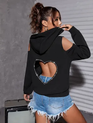 Cherry Vibes: Sudadera Capucha Corazón con Diamantes 💖