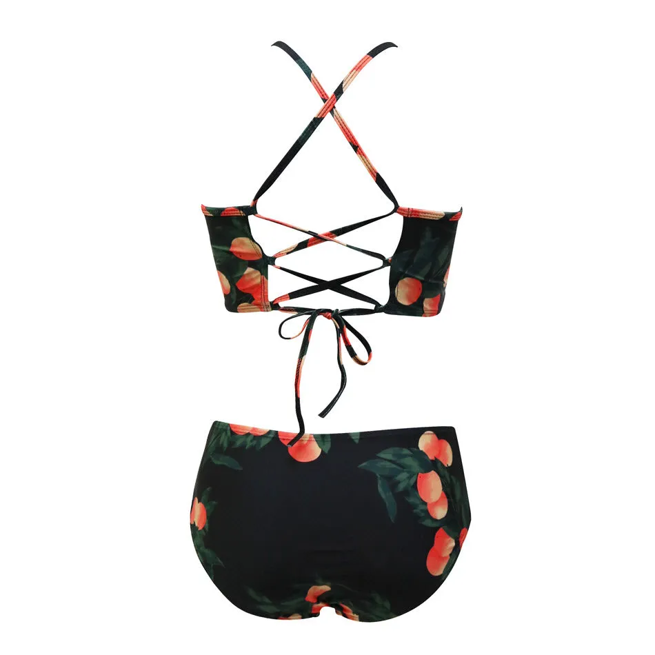 Colette Black with Oranges High Waist Bikini