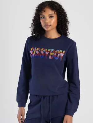 Colorful Bling Logo Sweat Top - Navy