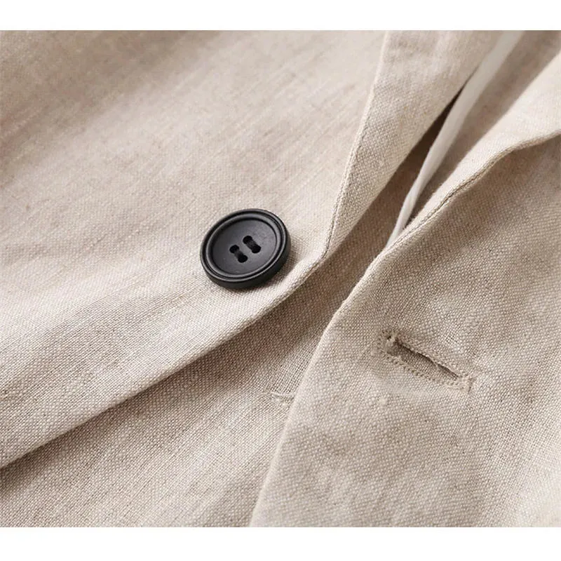 Cotton and Linen Small Suit Women Blazer 2022 Summer New Korean Fashion Thin Coat Three-quarter Sleeve Casual Blazers Jacket