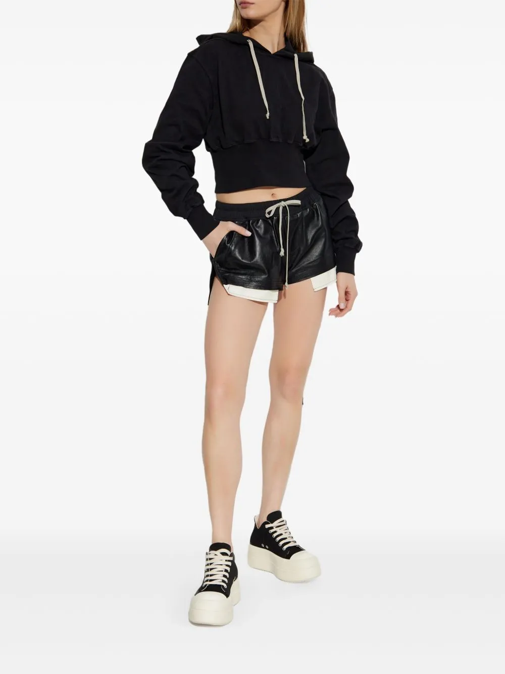 Cotton cropped hoodie
