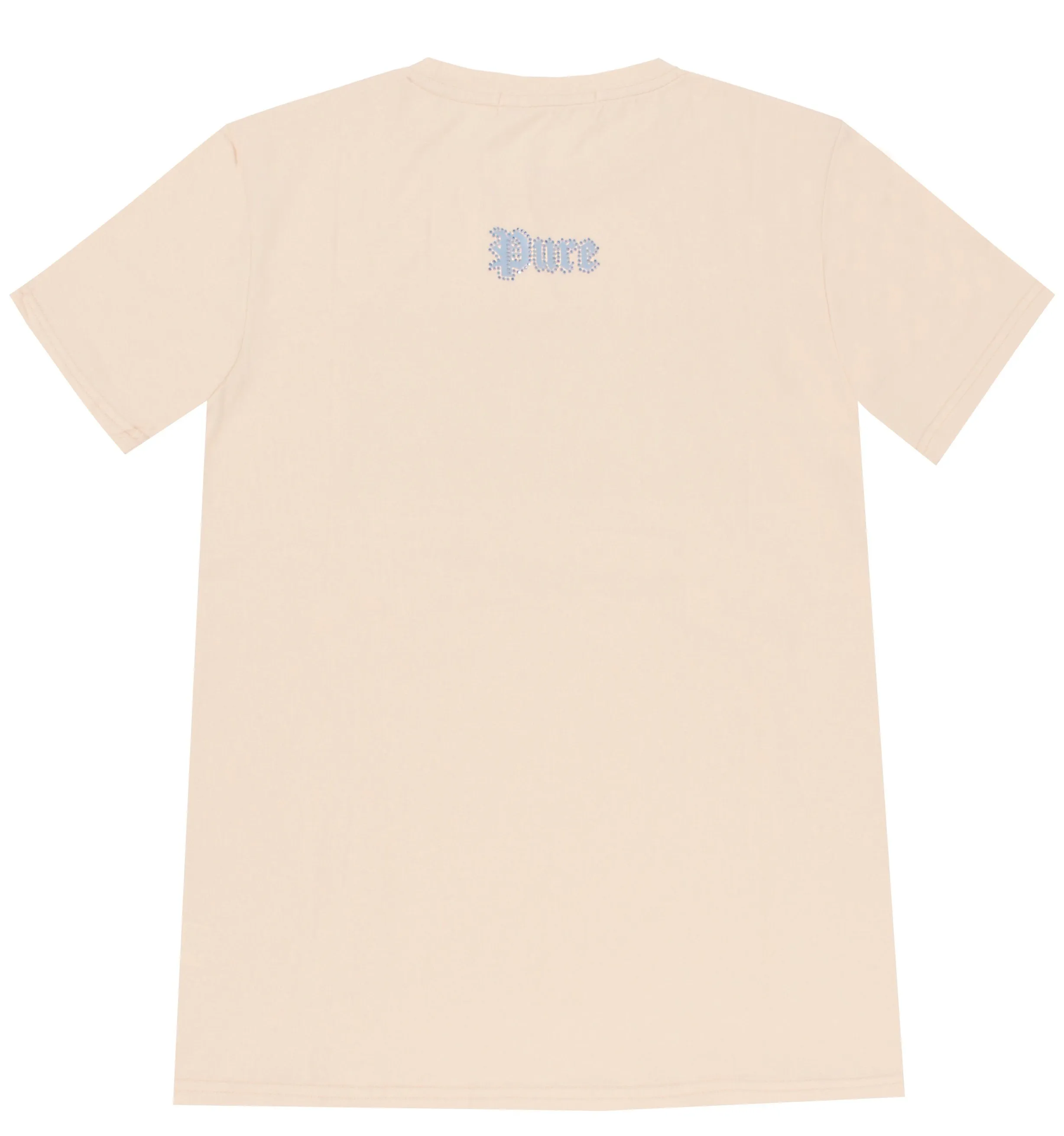 Cream Pure Tee With Blue Diamond Block Logo