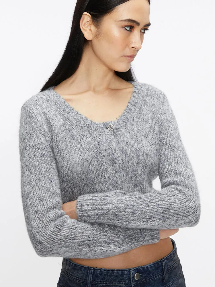 Crew Neck Cropped Cardigan