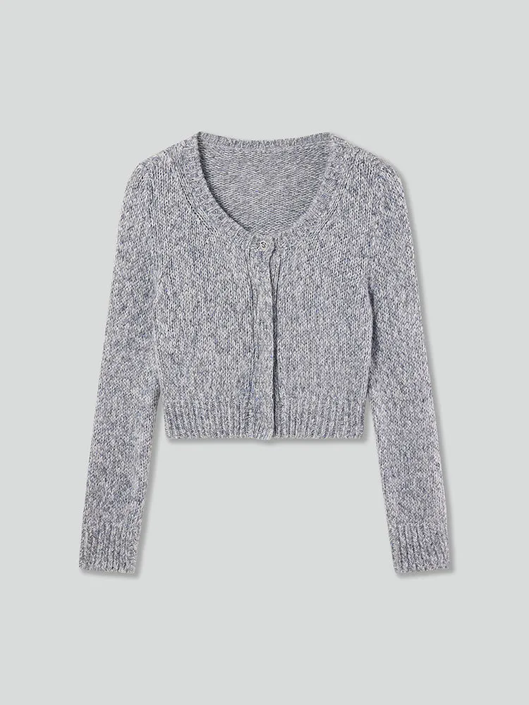 Crew Neck Cropped Cardigan