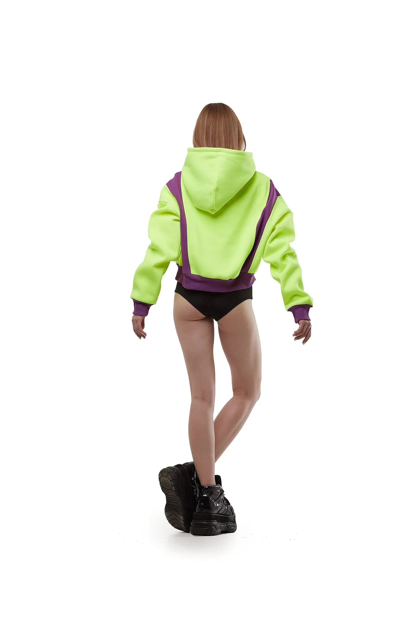 Cropped Hoodie [Neon Yellow/ Purple]