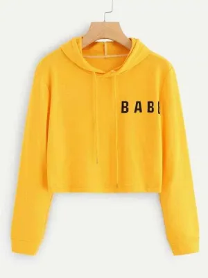 Cropped Hoodie Yellow Babe