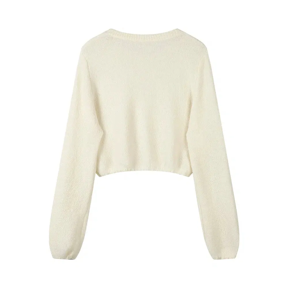 Cropped Knit Sweatshirt