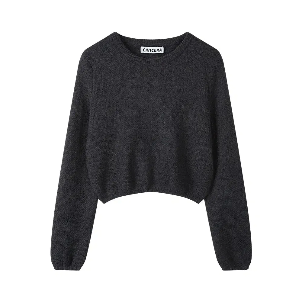 Cropped Knit Sweatshirt