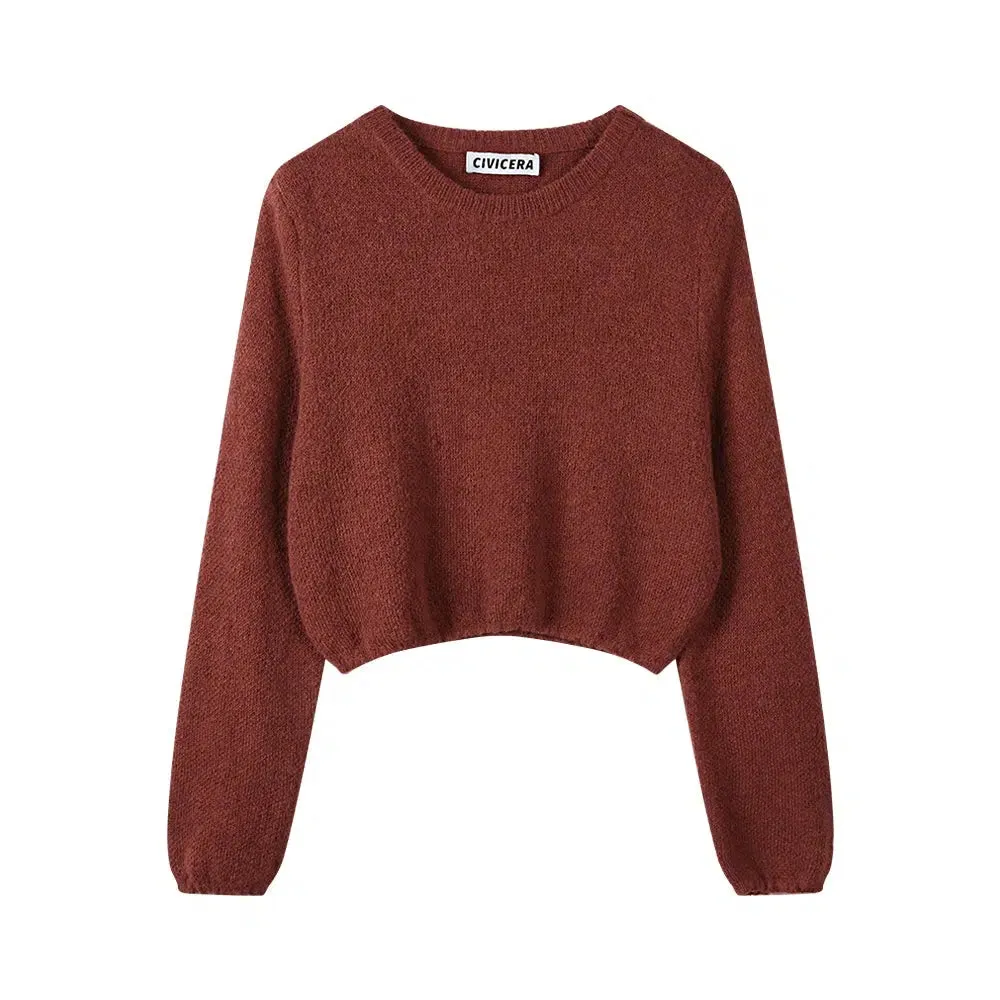 Cropped Knit Sweatshirt