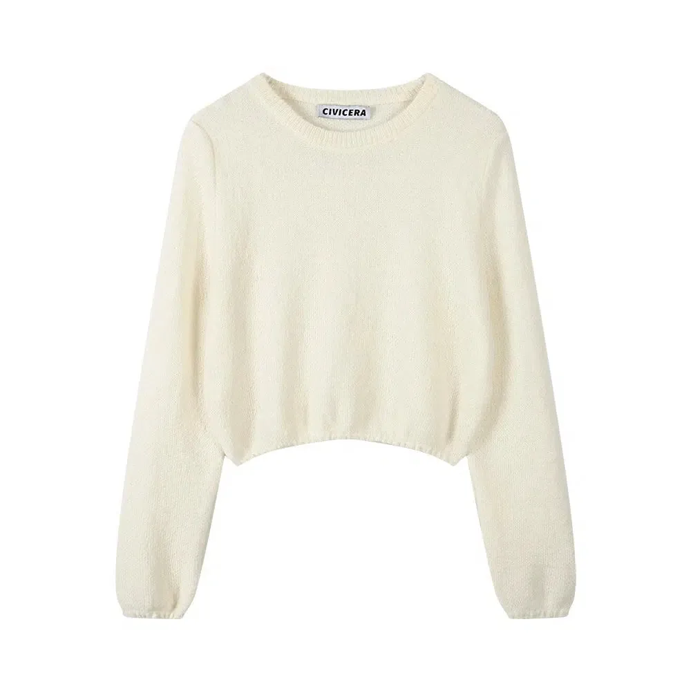 Cropped Knit Sweatshirt