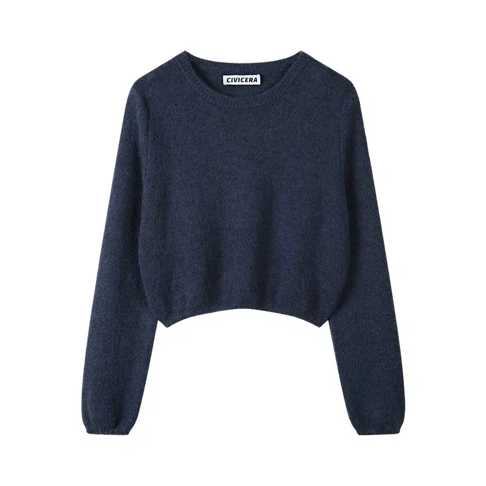 Cropped Knit Sweatshirt