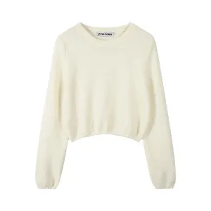 Cropped Knit Sweatshirt