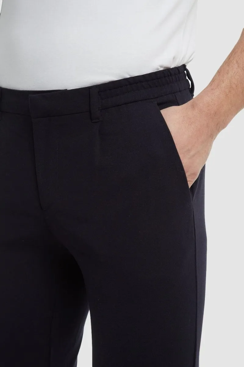Cropped Pleated Trouser in Navy