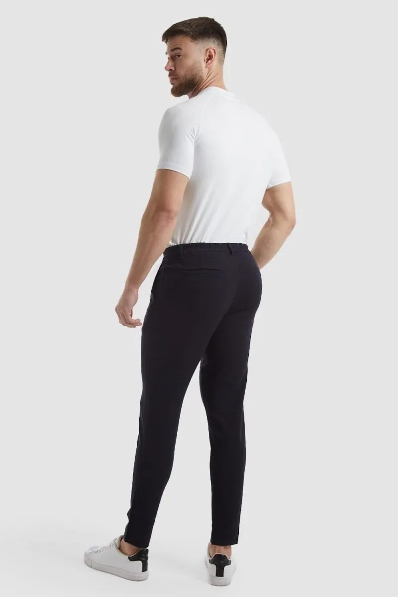 Cropped Pleated Trouser in Navy