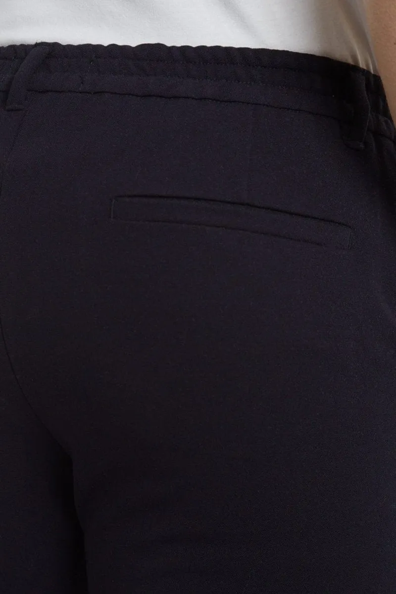 Cropped Pleated Trouser in Navy
