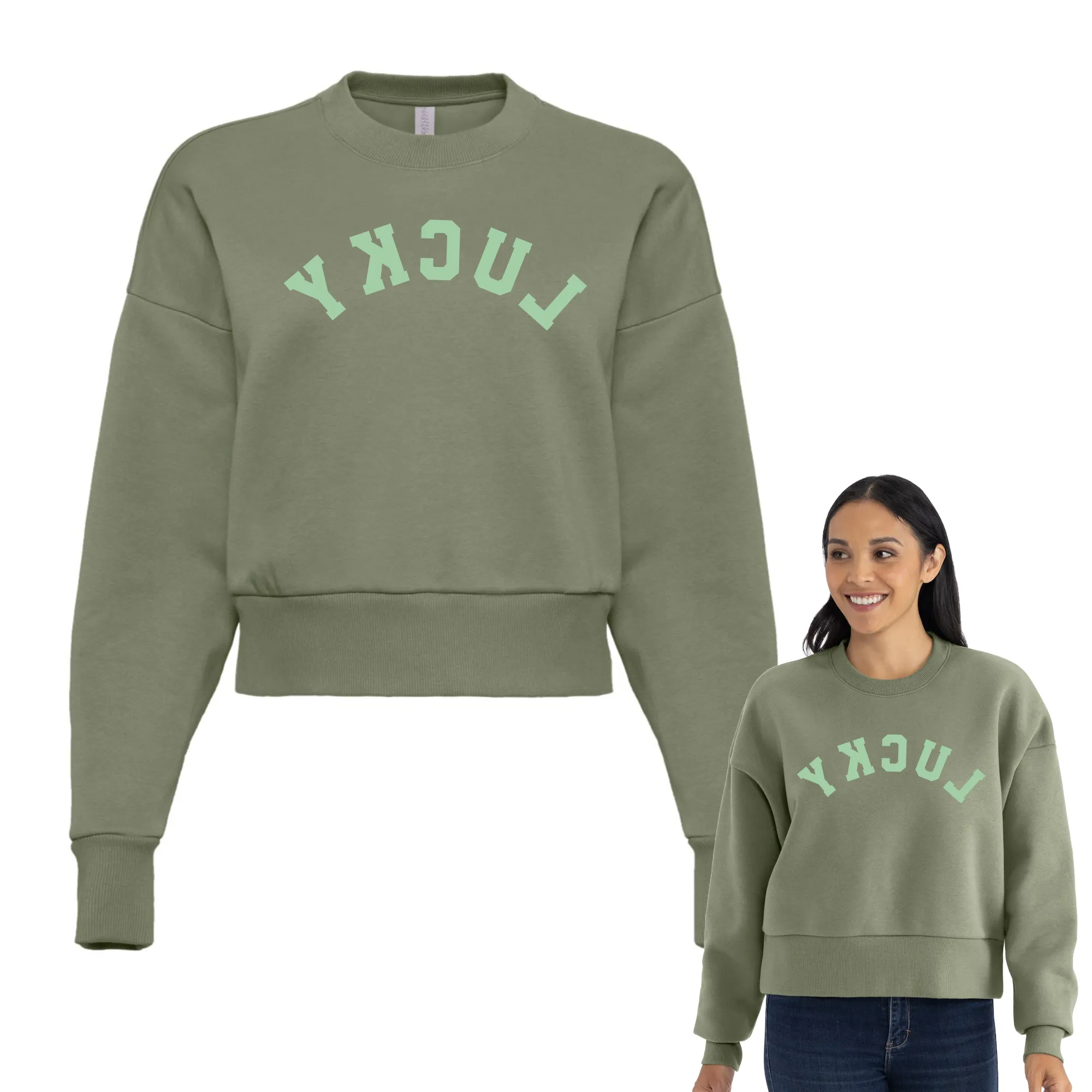 Cropped St. Patricks Day Lucky  Sweatshirt/ Adult Sizes / St Patty's Day