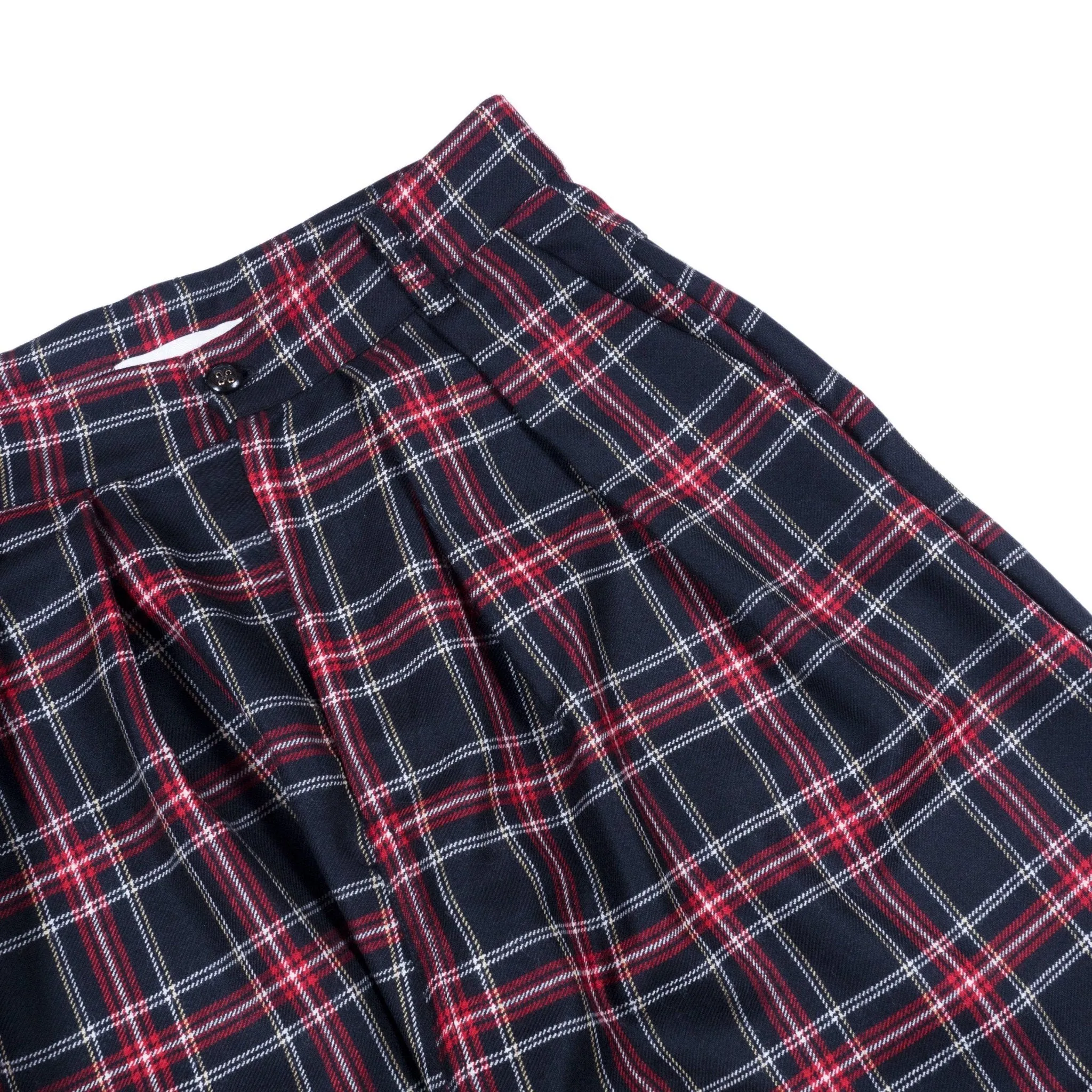 Cuffed Pleat Trouser - Plaid