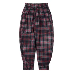 Cuffed Pleat Trouser - Plaid