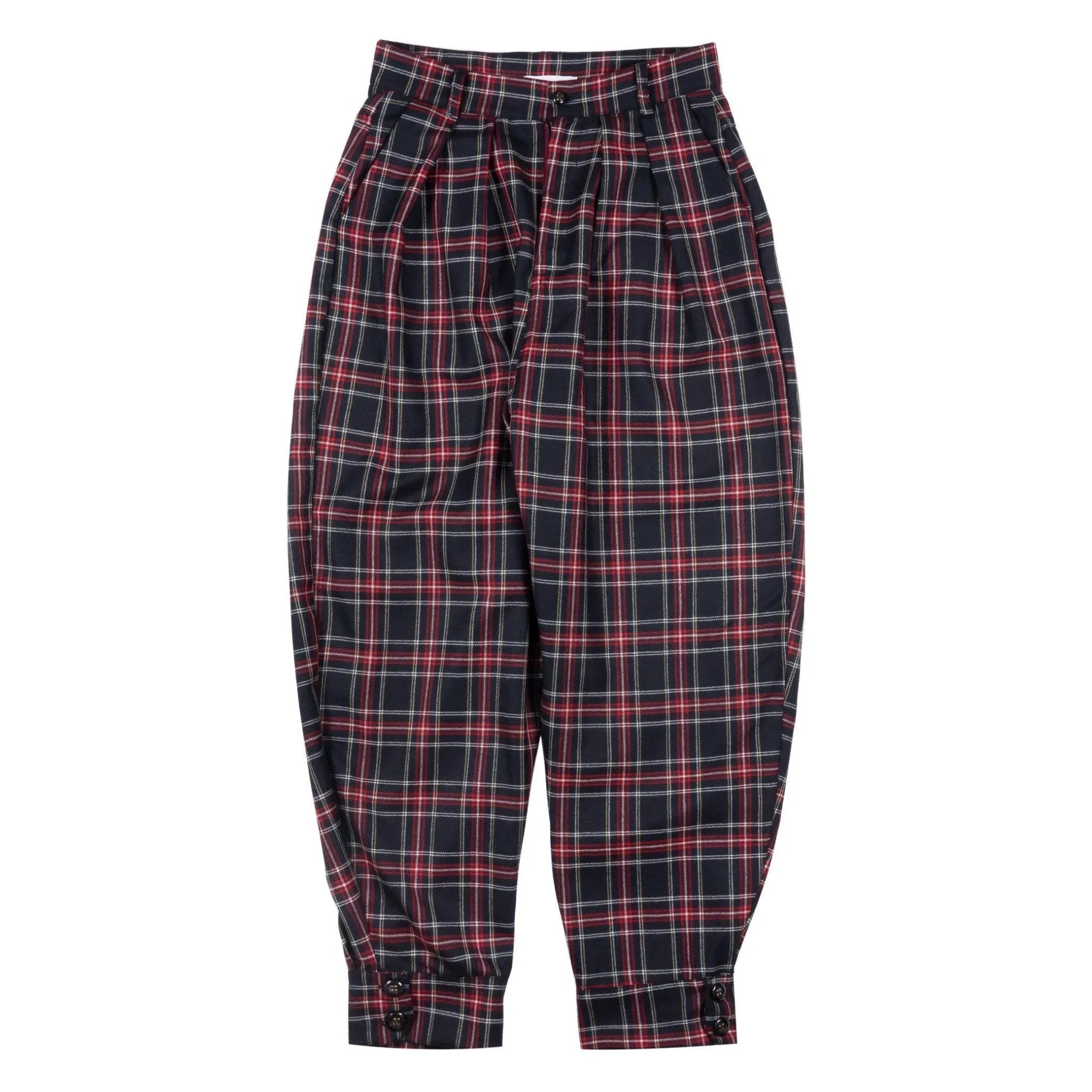Cuffed Pleat Trouser - Plaid