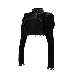 Dark Black Cropped Long Sleeve Top UB6214