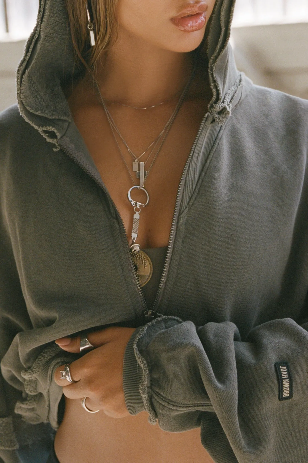 Deconstructed Crop Zip Hoodie