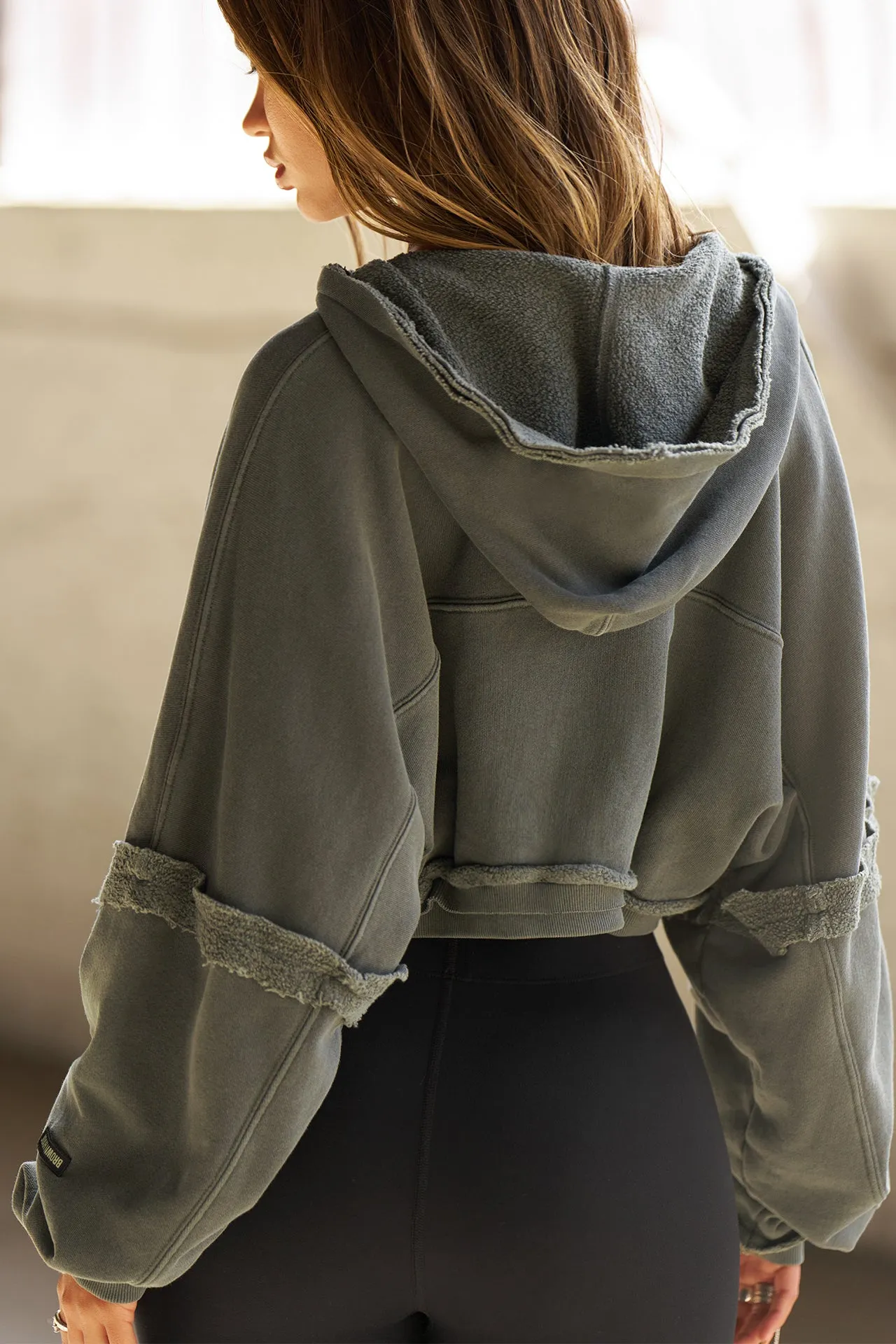 Deconstructed Crop Zip Hoodie