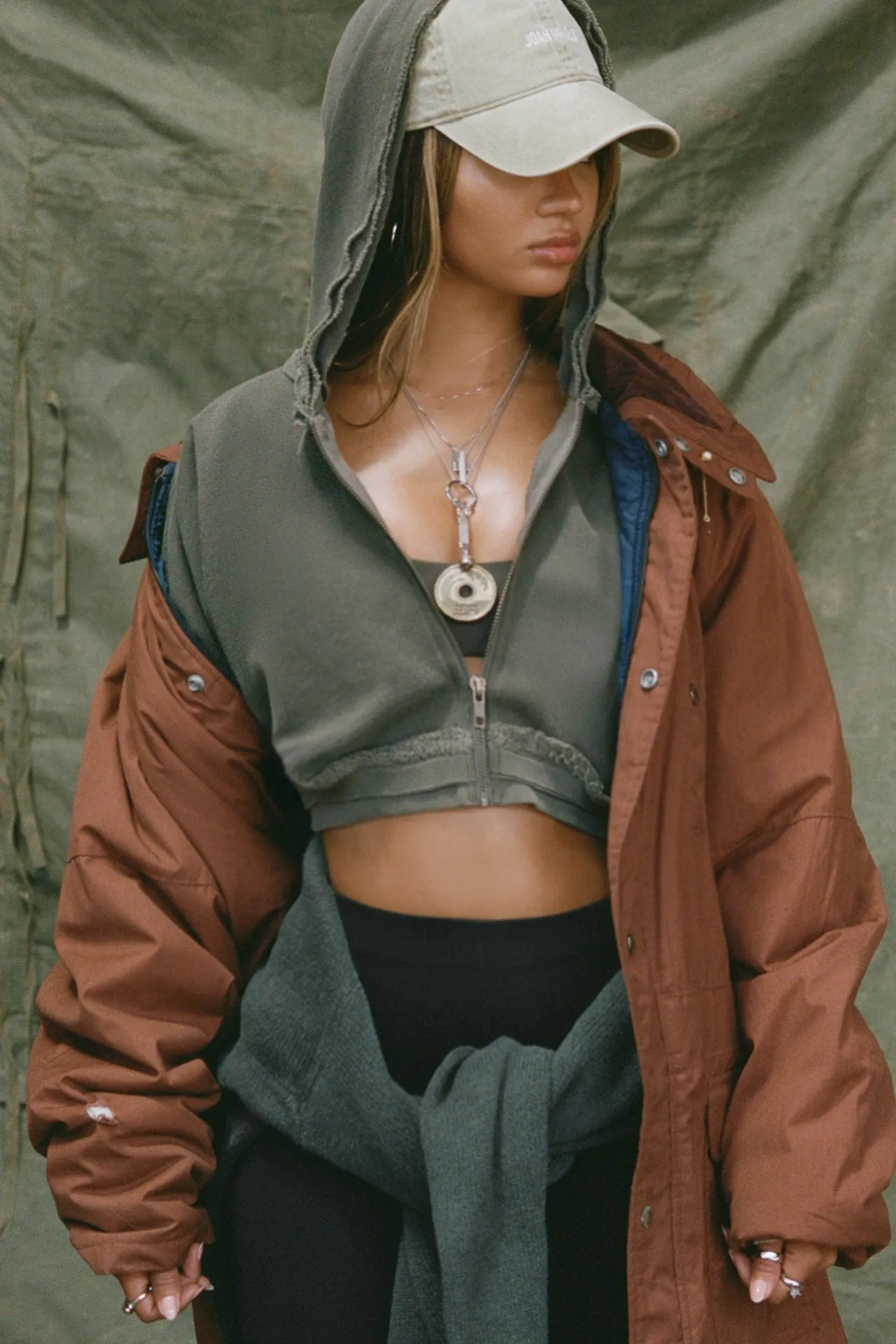 Deconstructed Crop Zip Hoodie