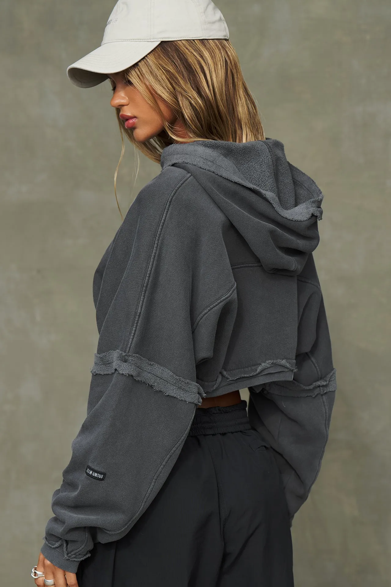 Deconstructed Crop Zip Hoodie