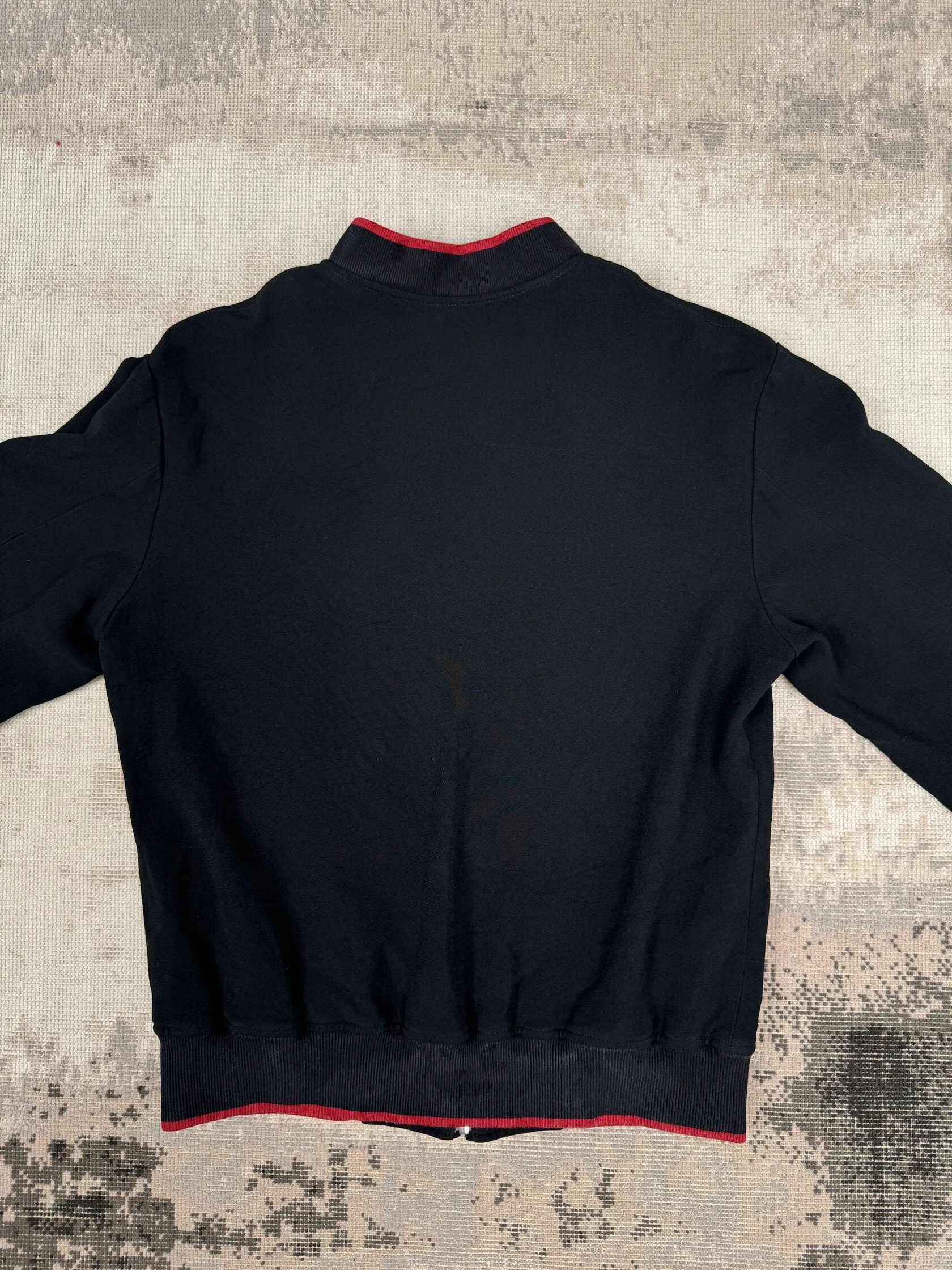 Dolce & Gabbana Red Plaque Logo Full Zip Jacket - Black