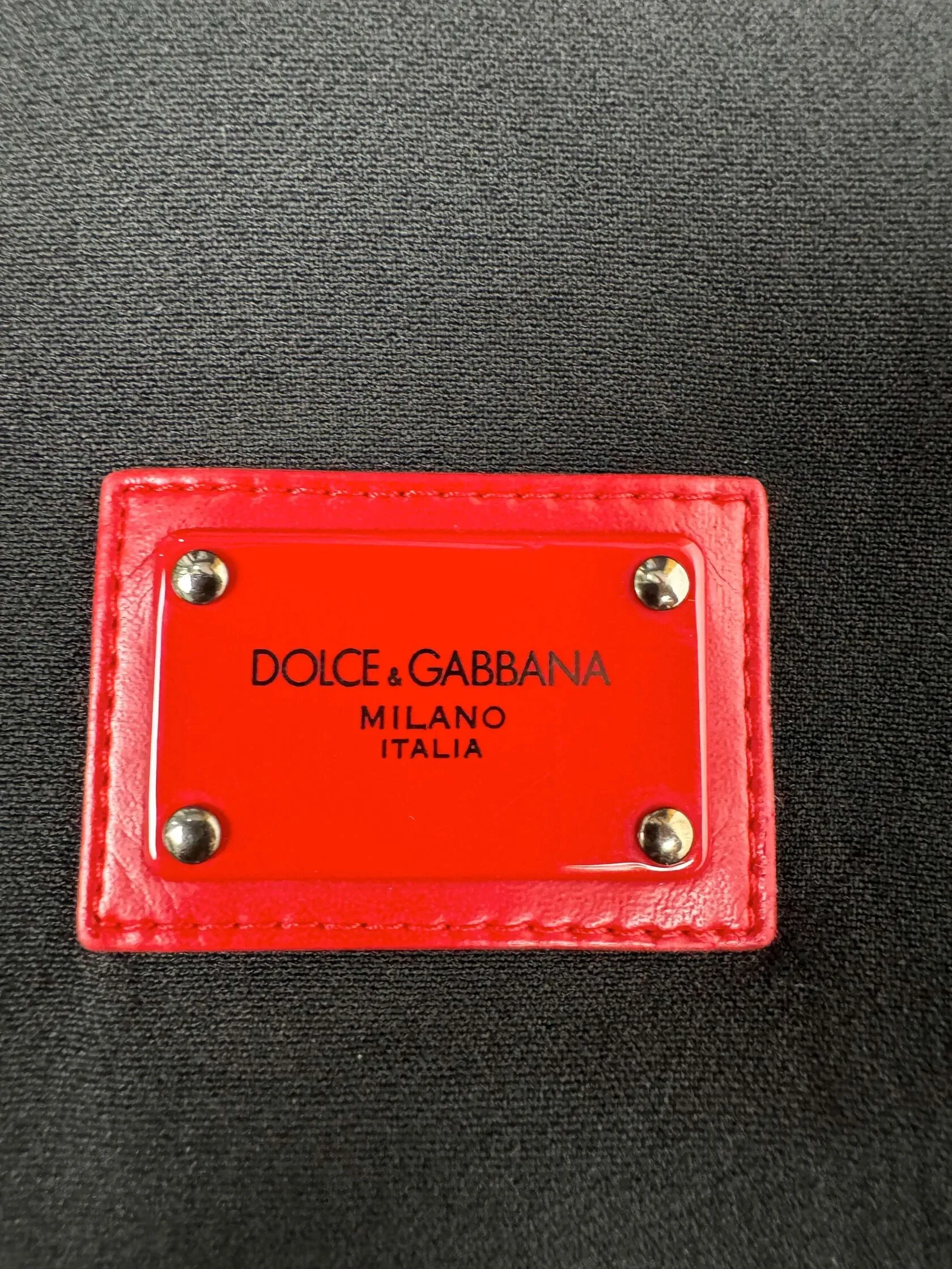 Dolce & Gabbana Red Plaque Logo Full Zip Jacket - Black