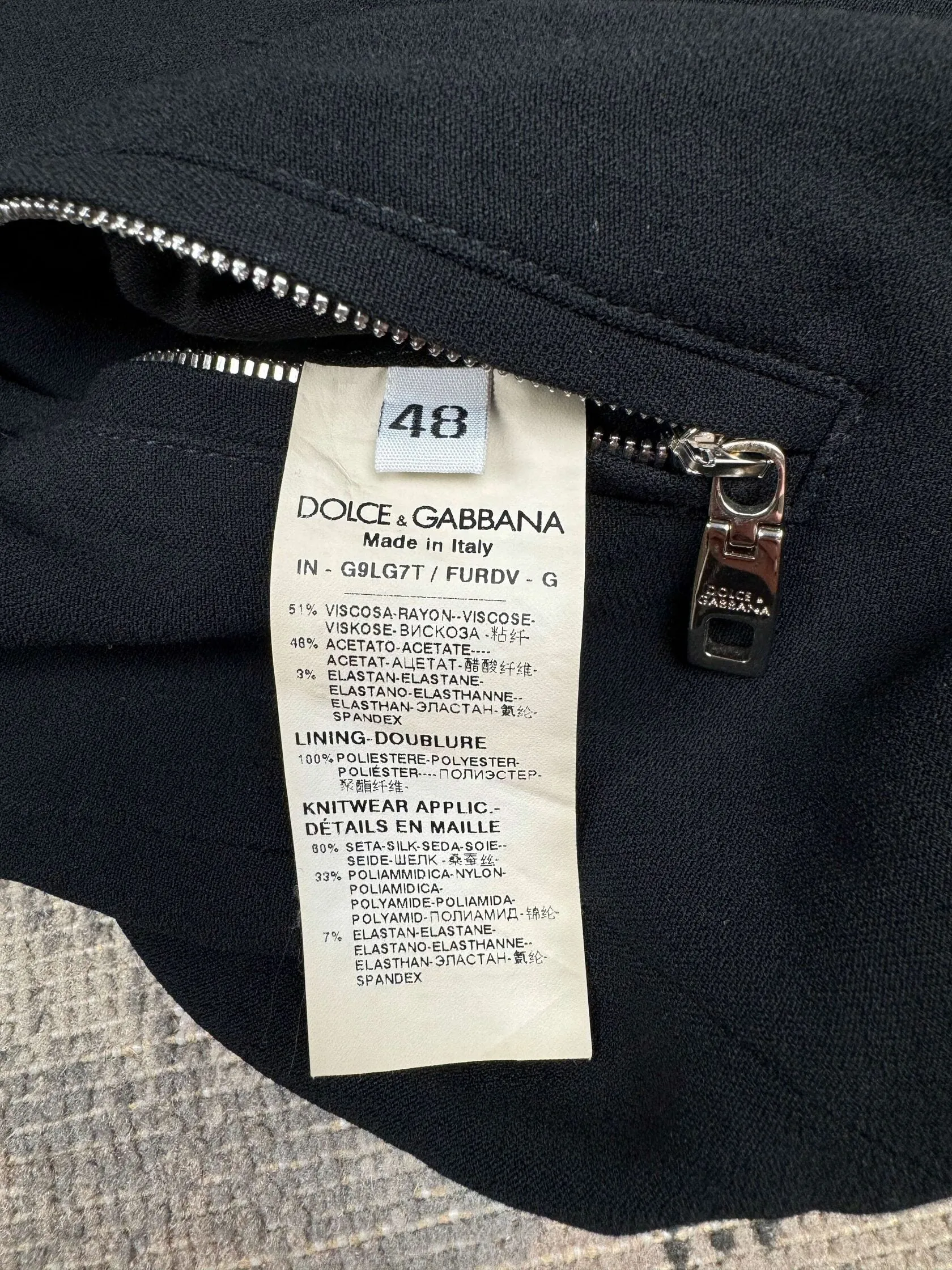 Dolce & Gabbana Red Plaque Logo Full Zip Jacket - Black