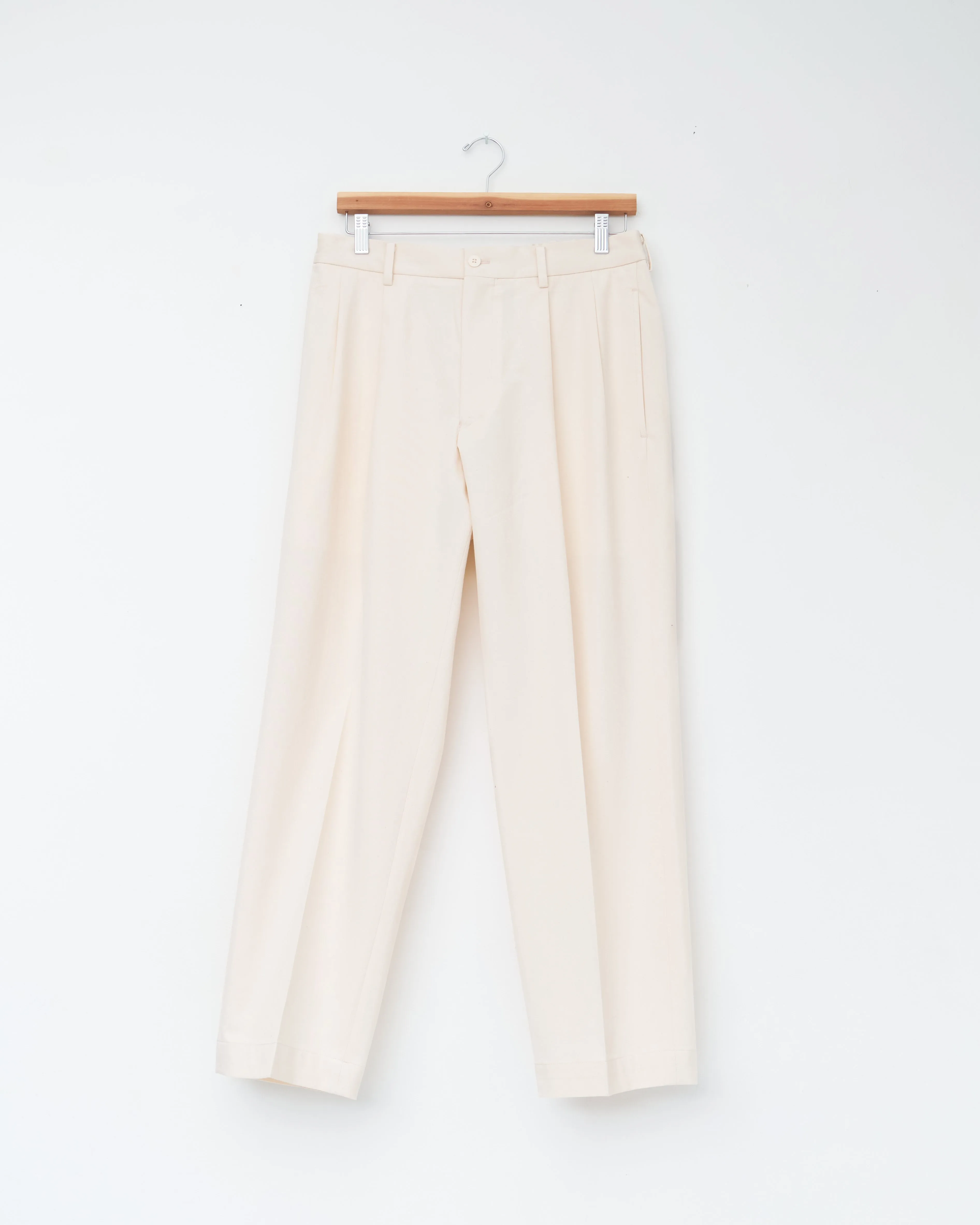 Double Pleated Trousers, Ecru