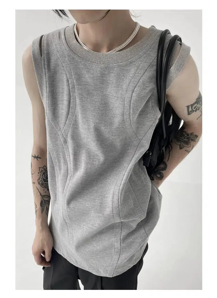 Double Shoulder Slit Sleeveless Vest