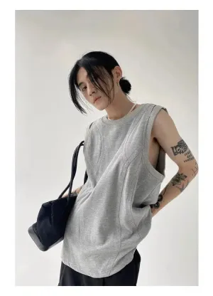 Double Shoulder Slit Sleeveless Vest