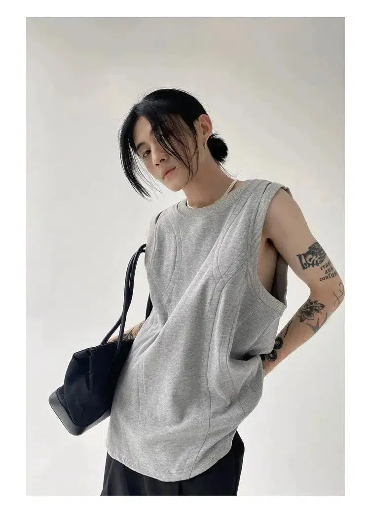 Double Shoulder Slit Sleeveless Vest