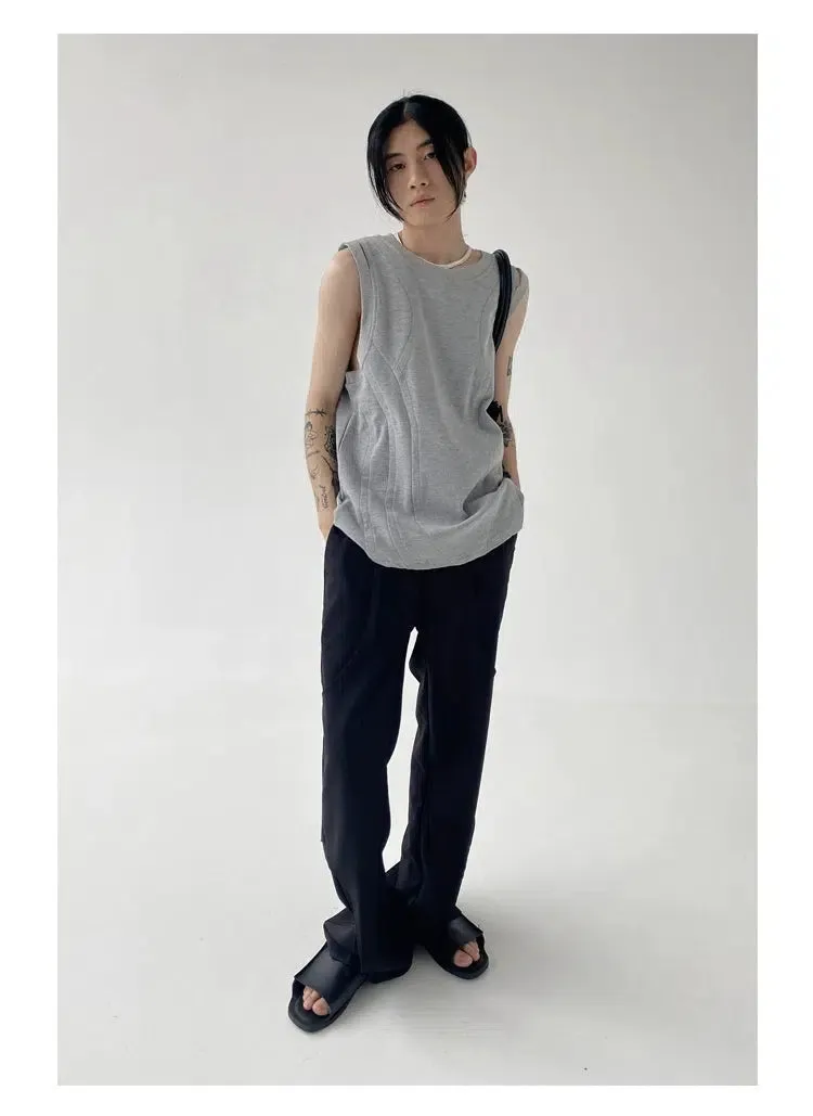 Double Shoulder Slit Sleeveless Vest