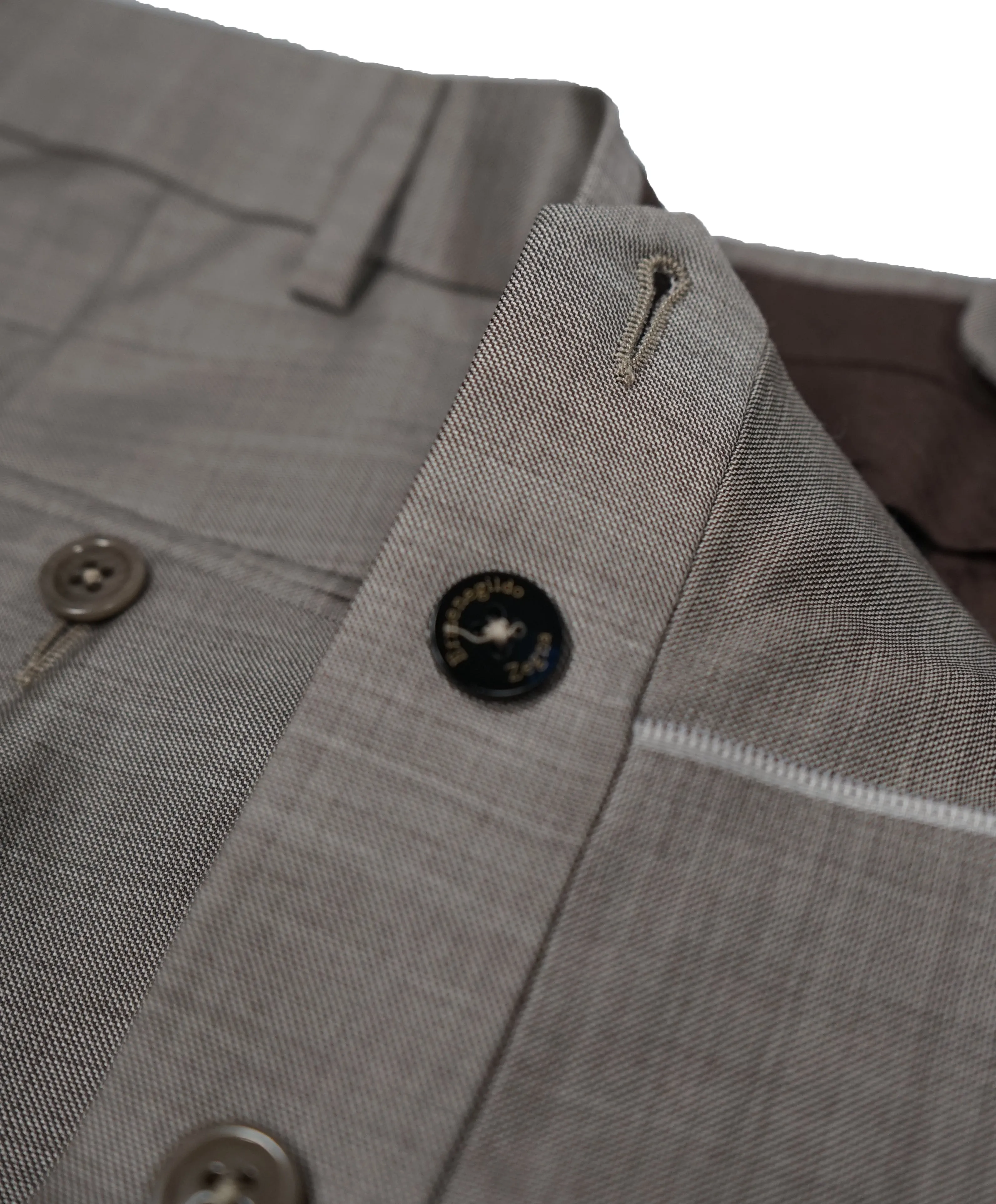 ERMENEGILDO ZEGNA - Brown & Gray Birdseye Pleated Wool Trousers  - 40W