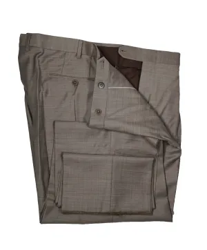 ERMENEGILDO ZEGNA - Brown & Gray Birdseye Pleated Wool Trousers  - 40W