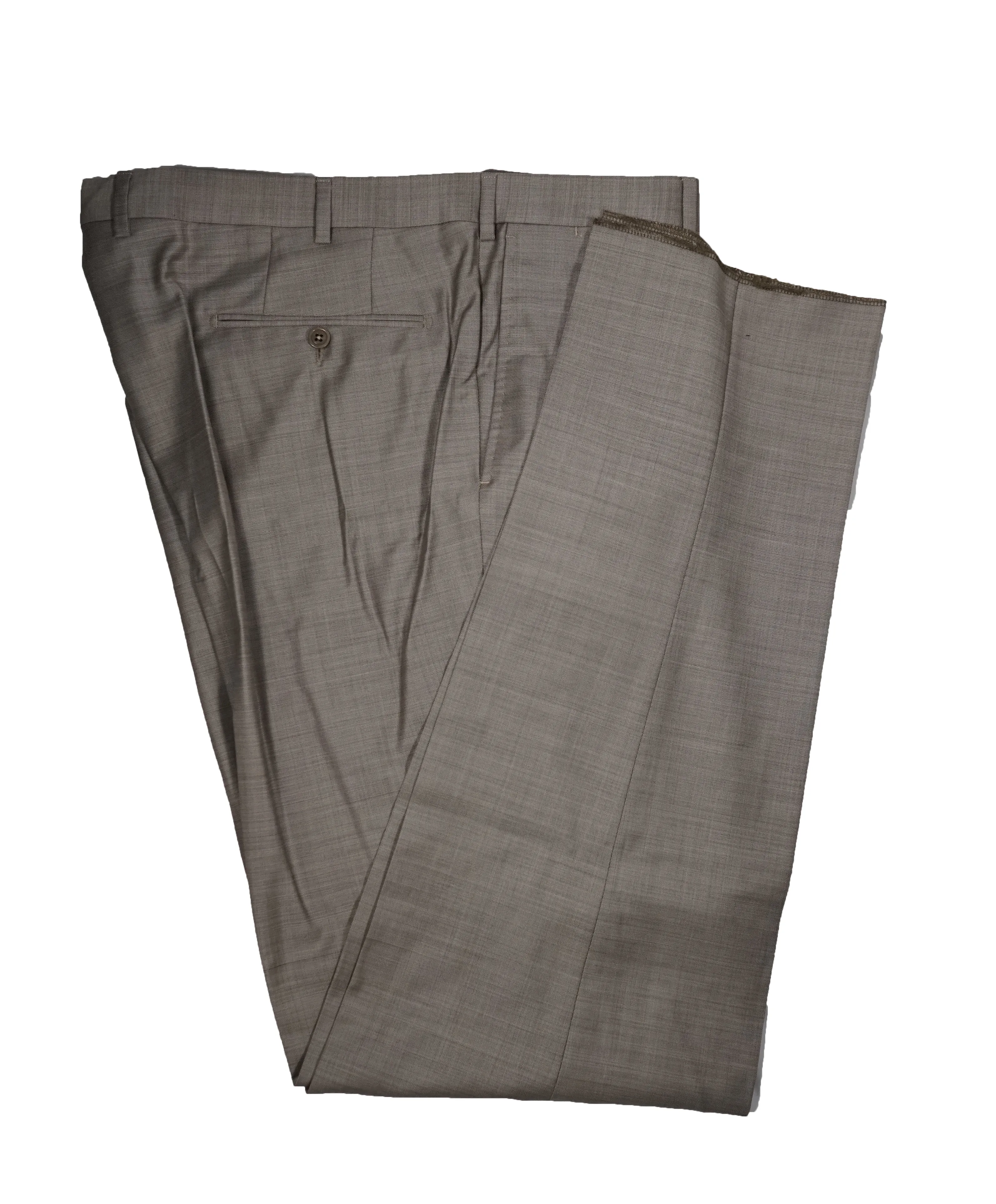 ERMENEGILDO ZEGNA - Brown & Gray Birdseye Pleated Wool Trousers  - 40W