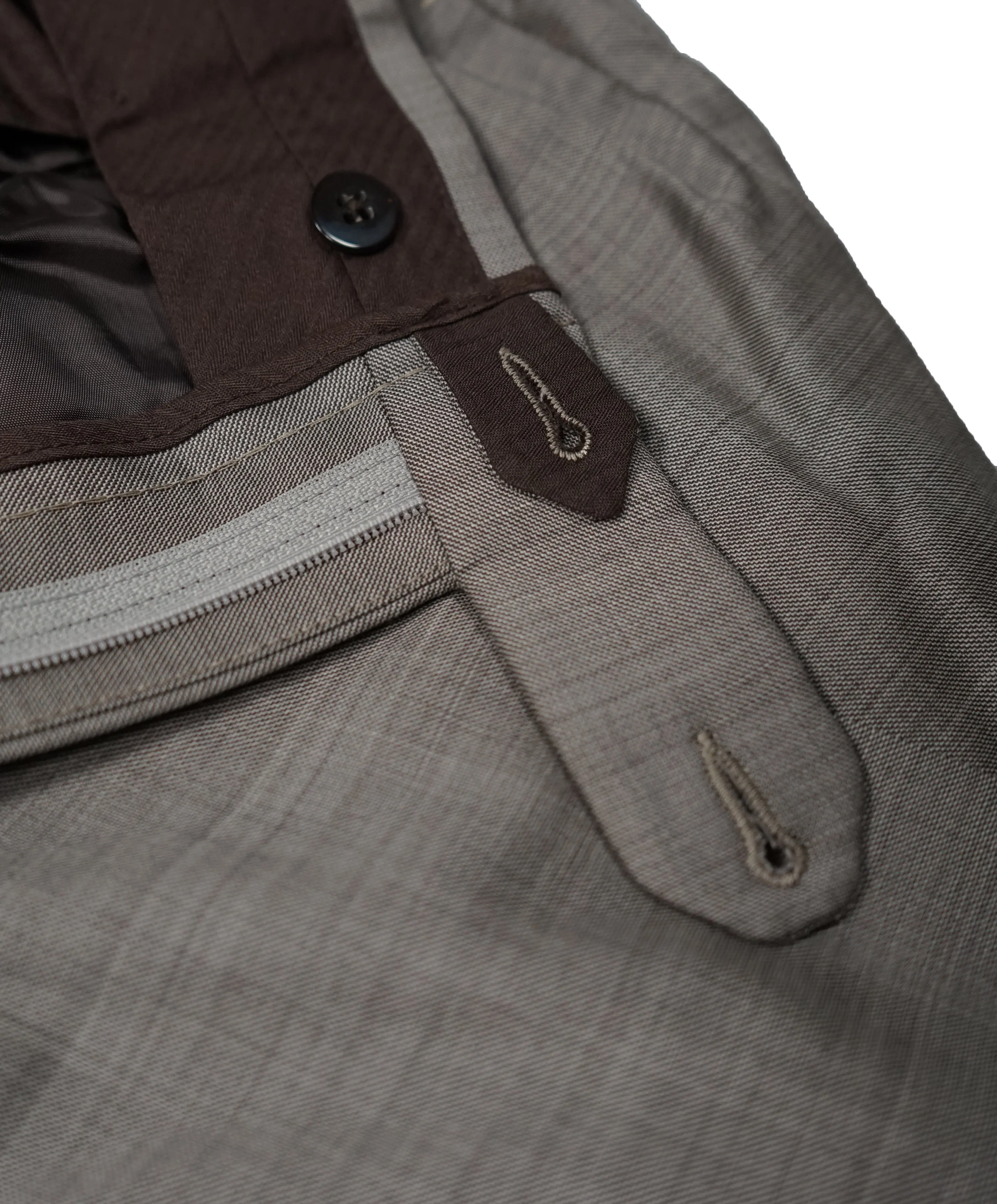 ERMENEGILDO ZEGNA - Brown & Gray Birdseye Pleated Wool Trousers  - 40W
